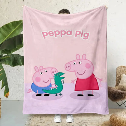 Cartoon P-Peppa Pigs Printed Blanket Picnic Blankets Warm Blanket Soft and Comfortable Blanket Home Travel Birthday Gift