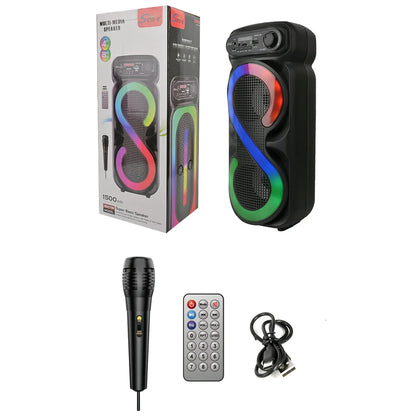 Bluetooth-Compatible Speaker Karaoke Speaker with RGB Light Portable Boombox USB/TF Outdoor Speaker Remote Control for Karaoke