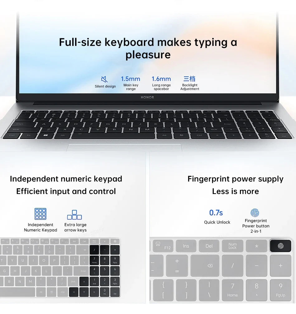Honor Laptop X16 Plus ,Ryzen 7 8845HS,16GB 512GB/32GB 1TB,AMD Radeon™ 780M Notebook SSD IPS Ultrabook 16 Inch Computer