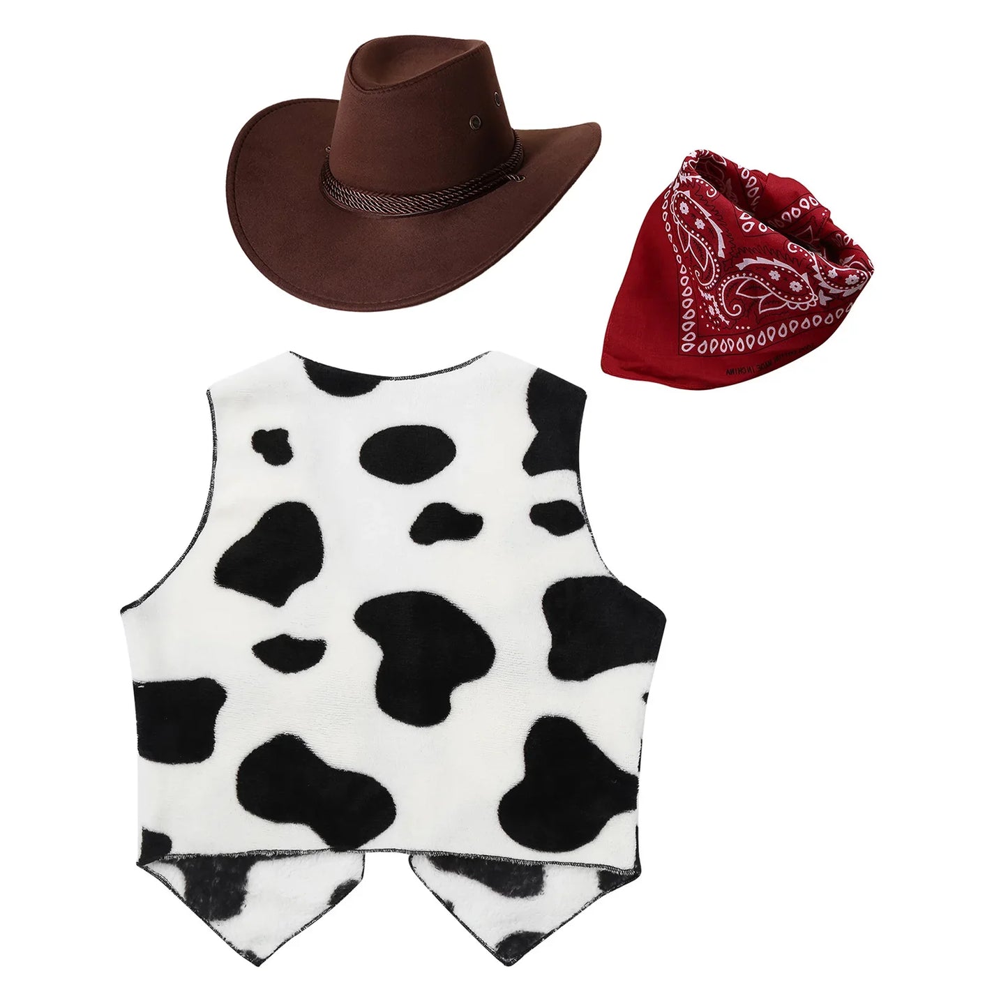 Costume de Cowboy Western pour Enfants, Vêtements d'Équitation, Chapeau Bandana Ouvert sur le Devant, pour Halloween, ixà Thème de Carnaval, Cosplay