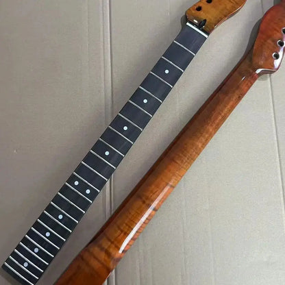 Manche de guitare en érable flammé de style TL |   Finition Sunburst |   Fretboard palissandre 22 frettes |   Cou brillant |   Échelle 25,5" talon 56 mm