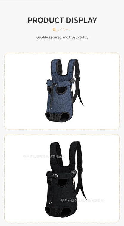 Sac à dos pour animaux de compagnie pour petits chiens et chats, sac de transport pour les voyages en plein air, bretelles réglables mains libres, matériau en denim, porte-animaux
