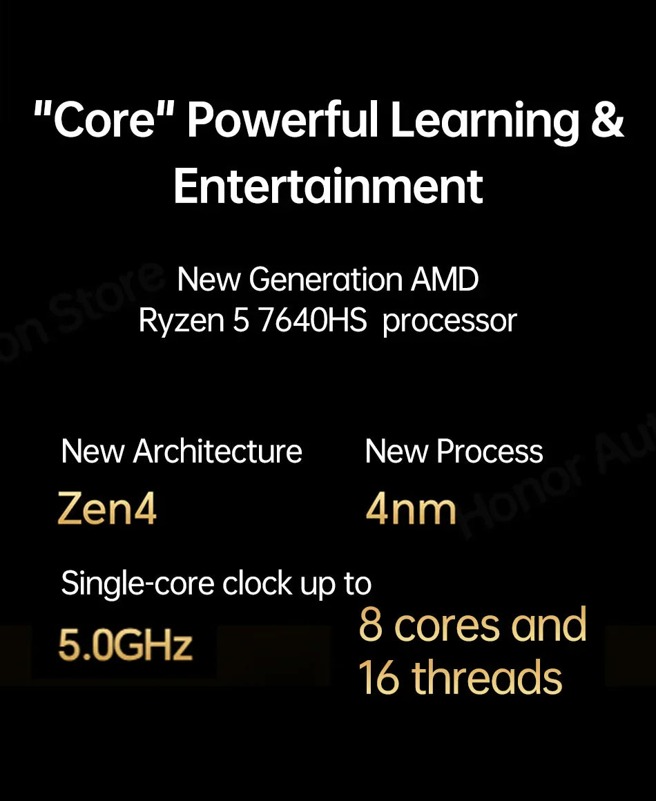 Honor Laptop X16 2024, Ryzen 5 7640HS,16GB 512GB,AMD Radeon 760M, 16 Inch, IPS 45%NTSC 60Hz, Win11