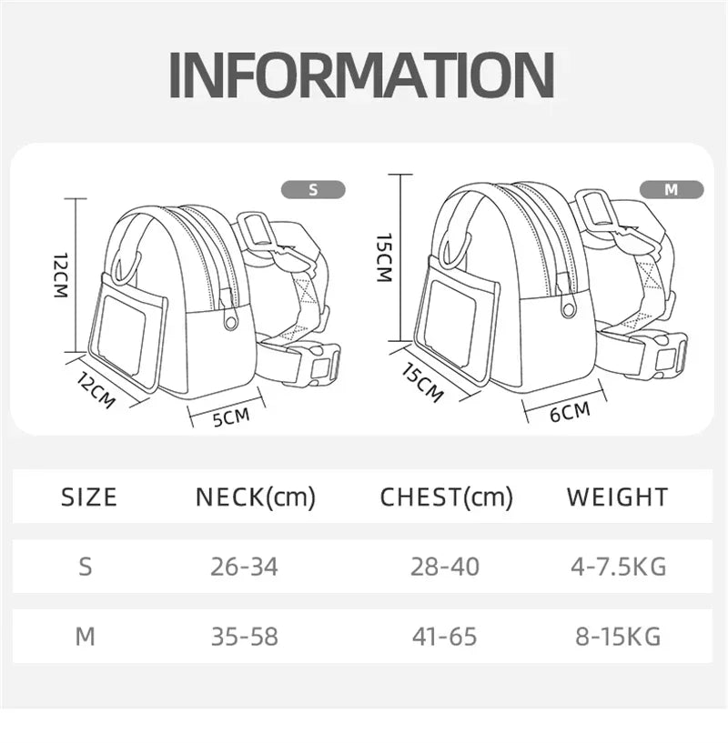 Sac à dos portable pour animaux de compagnie avec collier SFP, sacs à crottes, sacs de récompense, voyage en plein air, entraînement de chien, friandises pour chiots, poudres anale.