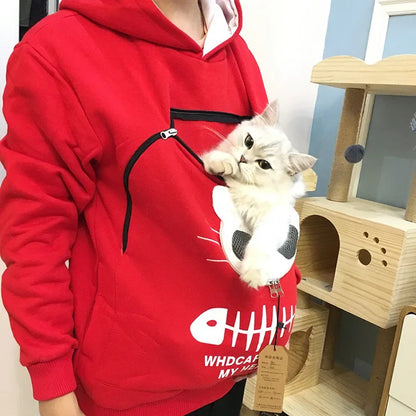 Sweatshirt Cat Lovers Hoodie Kangaroo Dog Pet Paw Pullovers Cuddle Pouch Cat Carrier Sweatshirt Pocket Animal Ear Hooded Plus
