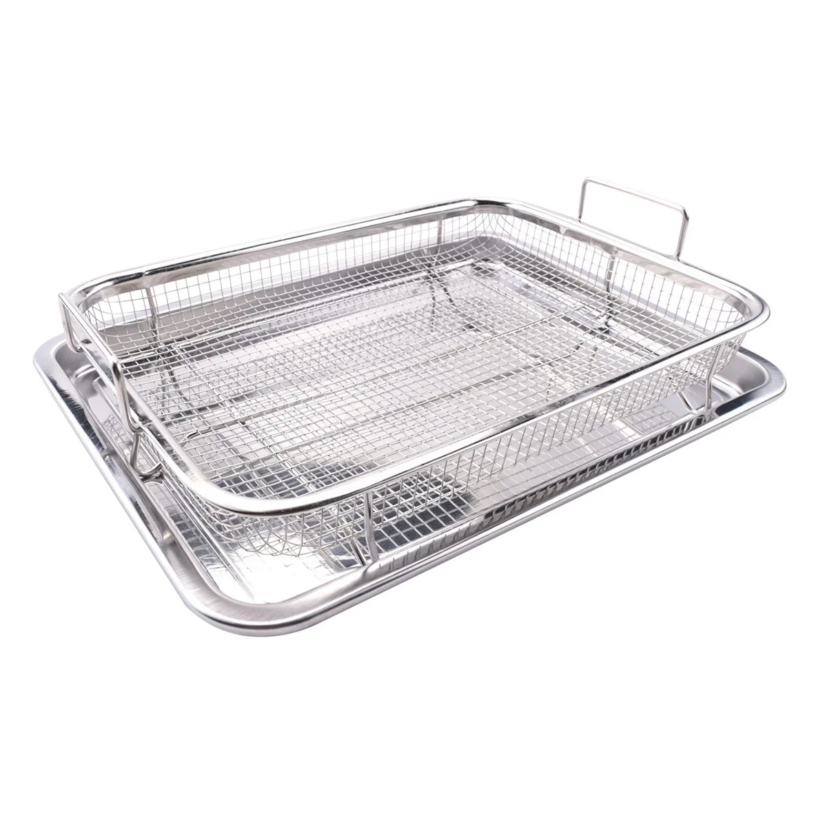 Air Fryer Basket for Oven,Stainless Steel Crisper Tray and Pan, Deluxe Air Fry in Your Oven, 2-Piece Set, for the Grill