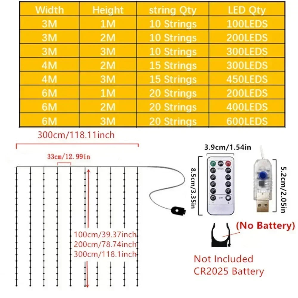 USB LED rideau chaîne lumières avec télécommande chambre vacances mariage anniversaire noël décor LED fée guirlande lampe