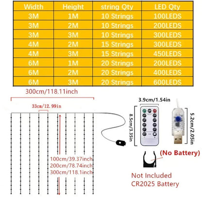 USB LED rideau chaîne lumières avec télécommande chambre vacances mariage anniversaire noël décor LED fée guirlande lampe