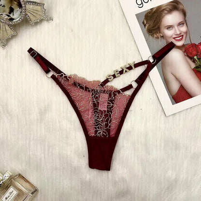 String personnalisé pour femmes, culotte en dentelle découpée, string personnalisé, lettres en strass, sous-vêtements, cadeau de saint valentin, nouvelle collection