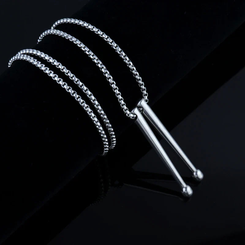Tambour collier baguettes Punk bijoux Punk baguettes pendentif collier Cool tambour bâton collier pour femmes hommes tambour bâton