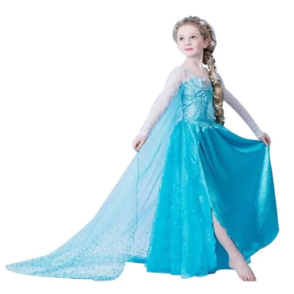 Déguisement Elsa Reine des Neiges pour Filles 2025 Nouveau Cosplay Carnaval Fête Robe de Soirée 3-10 Ans Enfants Anniversaire Bal de Promo Robe d'Été Vestidos