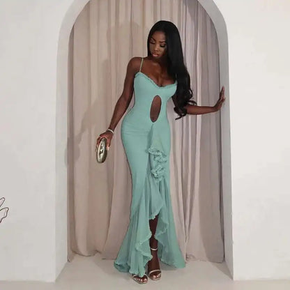 Avrilyaan Hollow Out Split Sexy Dress Women Irregular Elegant Evening Party Long Dresses Backless Bodycon Summer Dress Vestidos