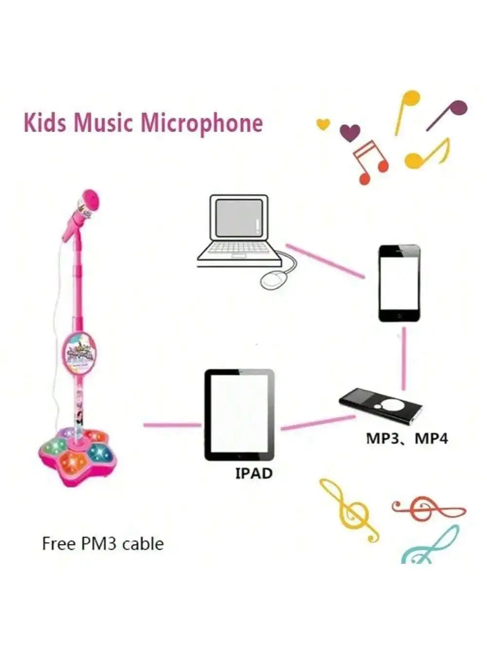 Studio-Level Wireless Karaoke Microphone for Kids - 108 RGB LED Voice-Activated Mic with 200+ Sound Effects & APP Contr