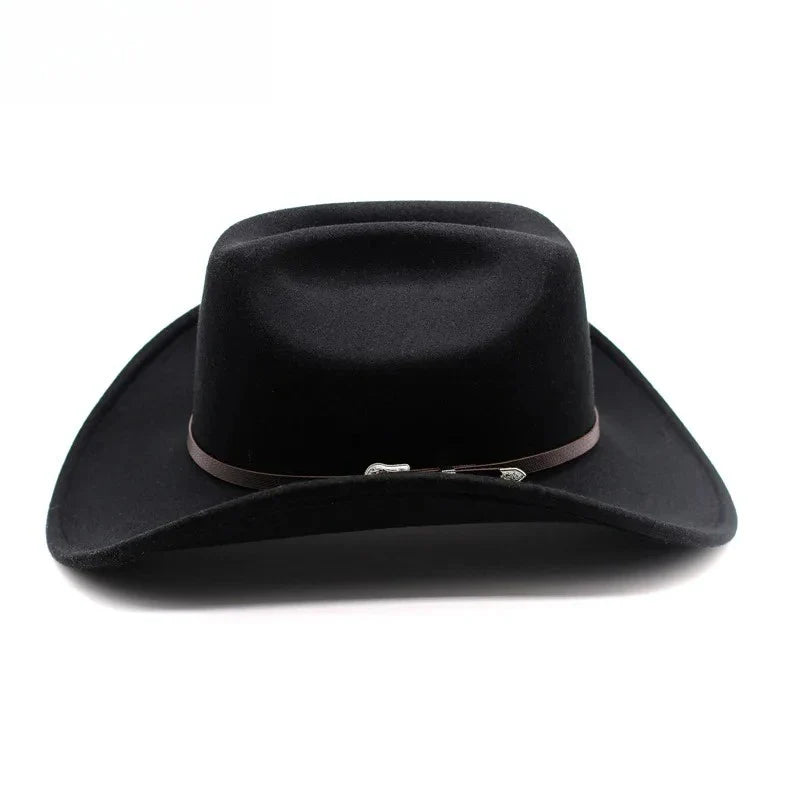Chapeau de cowboy occidental vintage pour hommes, casquette de jazz de cowgirl avec cloche en cuir à large bord, chapeaux de Sombrero d'église pour homme