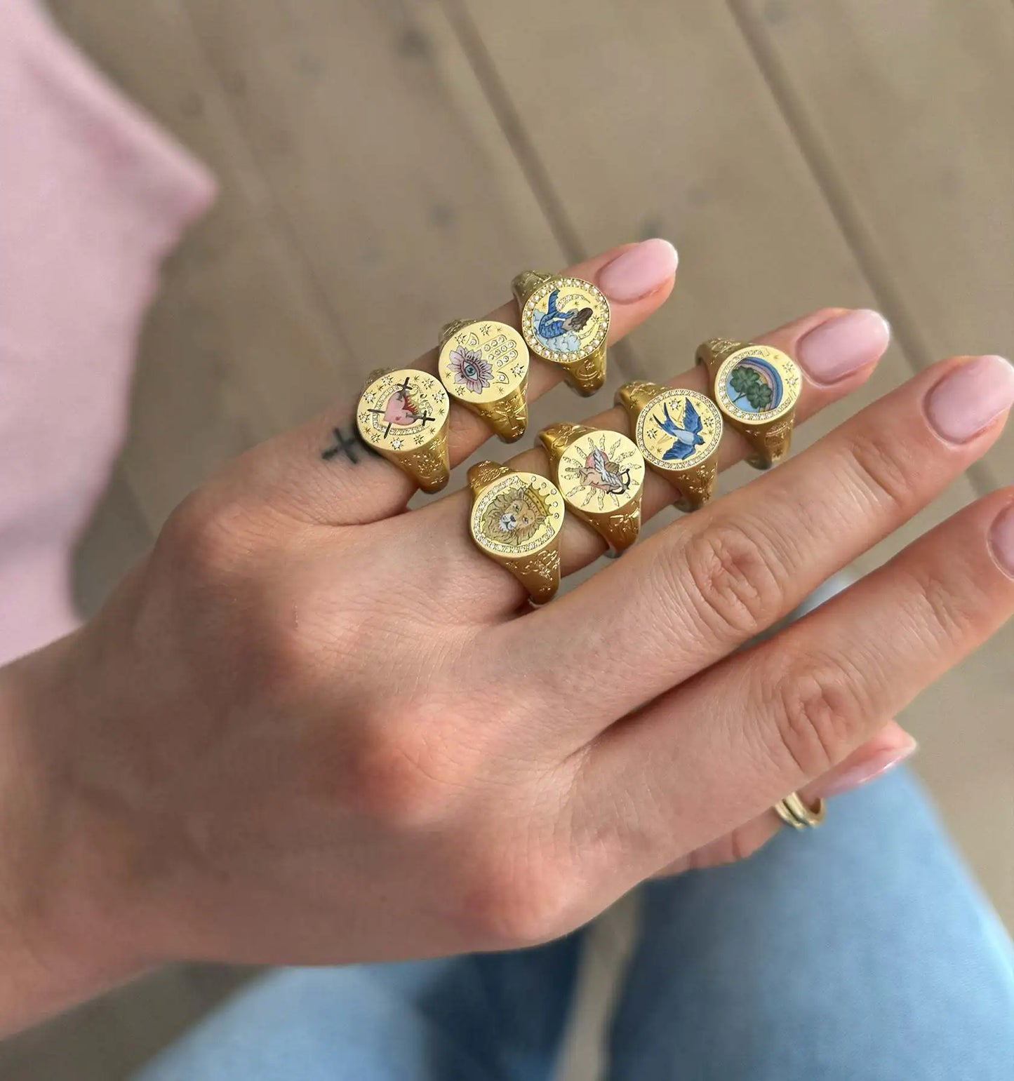 Fashionable and popular stainless steel painted ring, for Valentine's Day, Lion, Mermaid, Love, gold plated, women's jewelry, тильц®