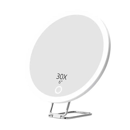Support de Table Led Portable, miroir grossissant de poche pliable 30X avec miroir de maquillage léger avec lumières pour voyage
