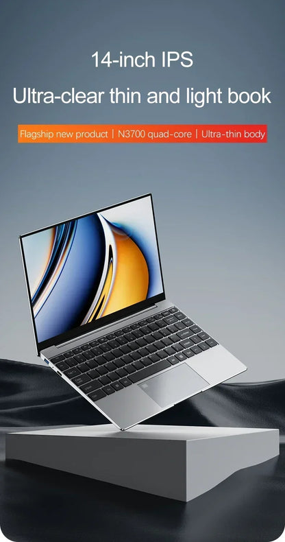 14.1"Ultra Slim Laptop  Intel N3700 16GB RAM 2TB SSD Notebook Gamer 1920*1080 Display Office Study Computer PC Windows 11 Pro