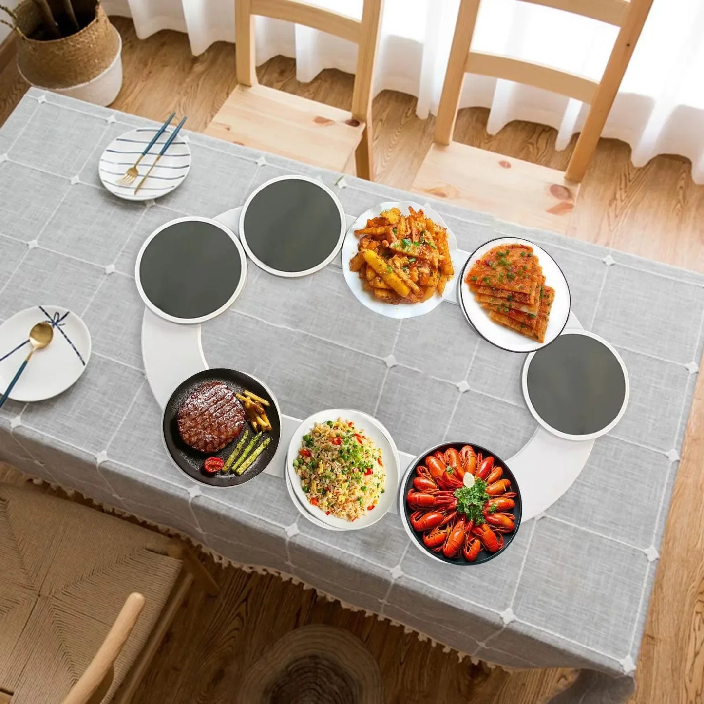 Table à manger de cuisine, plateau tournant de comptoir de cuisine, Rotation à 360 degrés, polyvalente, résistante à la chaleur pour Table rectangulaire
