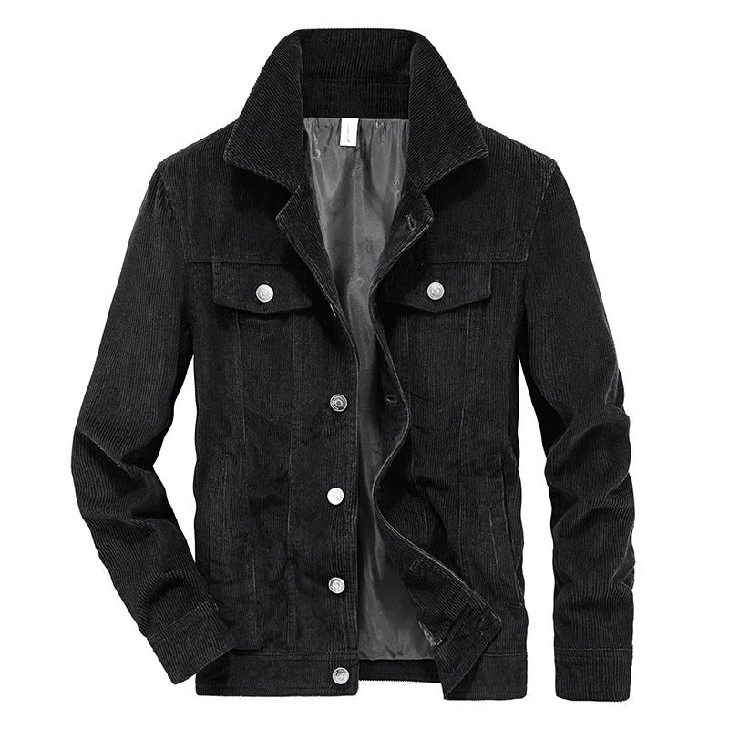 Manteaux tendance pour hommes, veste en velours automne, coupe slim, style vintage, décontracté, éclair, manches longues, vêtements d'extérieur, fermeture printemps-automne