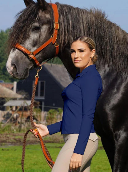 MXLLINA Burgundy Horse Riding T-Shirts Women Soft Equestrian Long Sleeve Tops Ladies Rider Show Base Layer T-shirt Wear Clothing