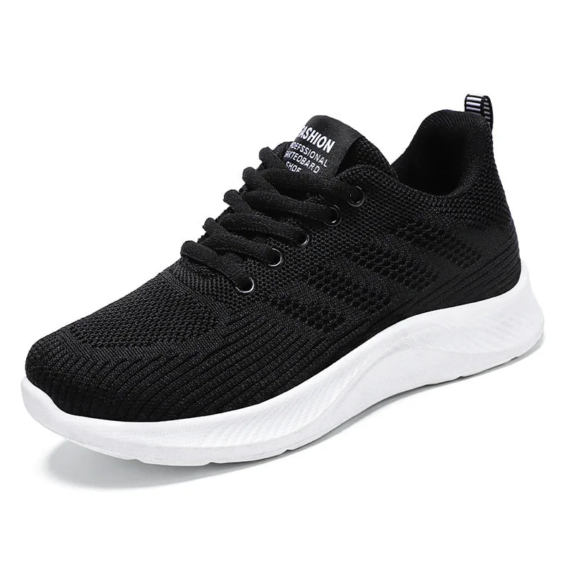 Oulylan Summer Soft Sole Running Shoes Ladies Casual Solid Color Antislip Footwear Outdoor Lace Up Mesh Breathable Sneakers