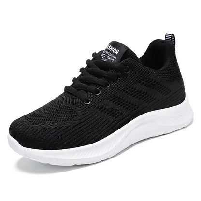 Oulylan Summer Soft Sole Running Shoes Ladies Casual Solid Color Antislip Footwear Outdoor Lace Up Mesh Breathable Sneakers
