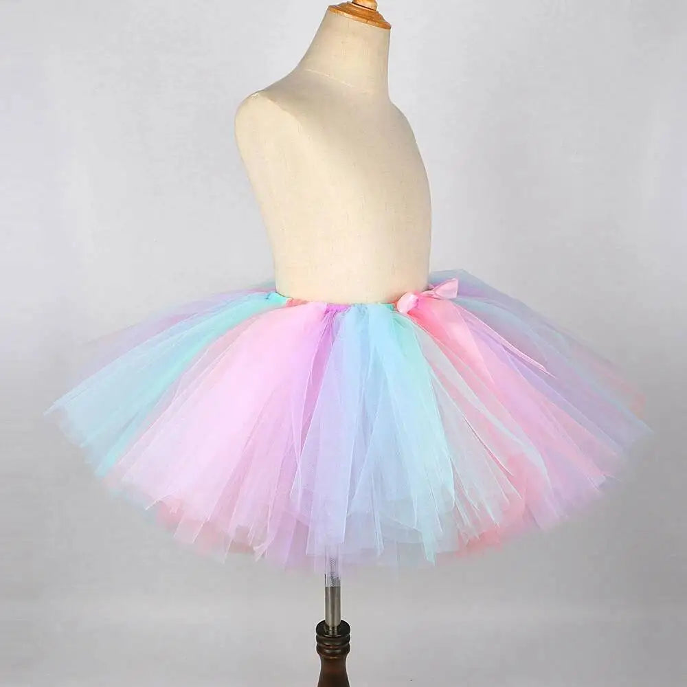 Tenue Jupe Tutu Licorne Bébé Filles pour Fête d'Anniversaire Enfants Jupes en Tulle Ensemble Costumes Noël Halloween avec Ailes