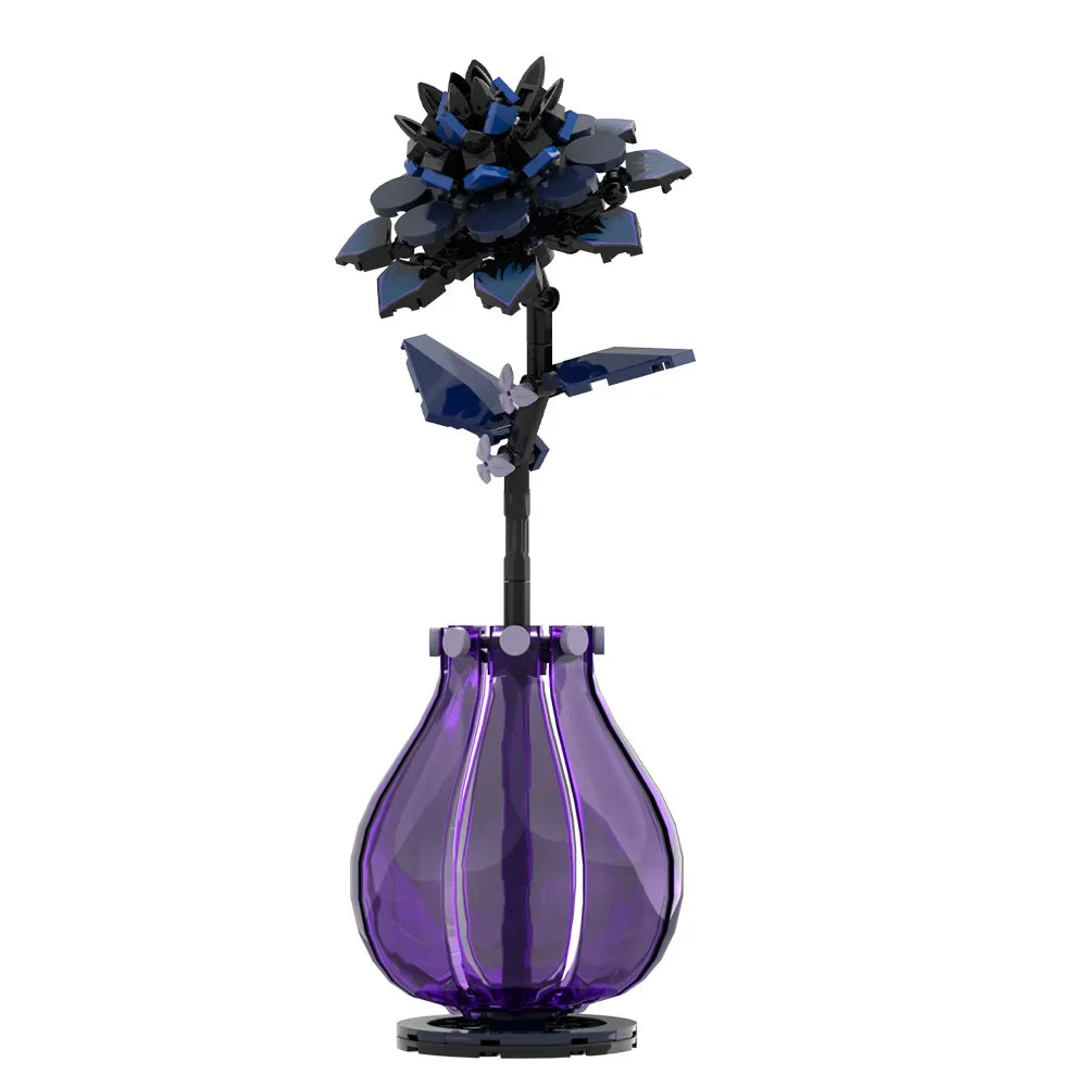 MOC Dahlia fleur blocs de construction modèle violet Dahlia fleur plantes en pot briques assemblage jouets saint valentin Couple bricolage cadeaux