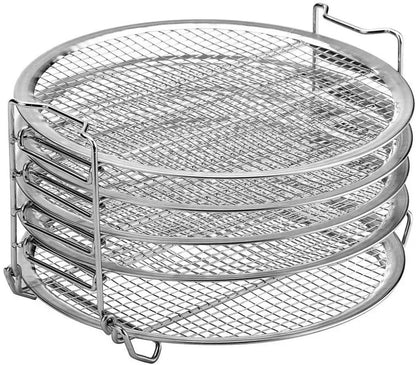Air Fryer Grill Stand with Five Stackable Layers, Food Grade Stainless Steel Dehydrator Rack Accessories
