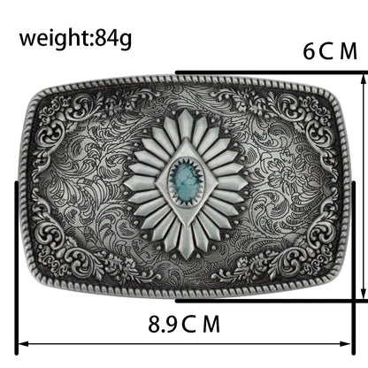 Ceinture classique en cuir véritable avec boucle émail saphir et motif floral sculpté en argent pour femmes et hommes, cadeau