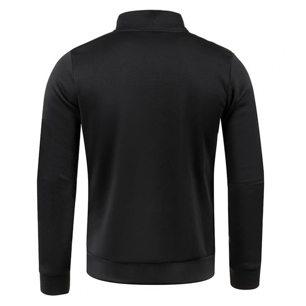 Stand Collar Long Sleeves Pockets Zipper Placket Sweatshirt Coat Men Spring Autumn Solid Color Plus Size Sport Outerwear