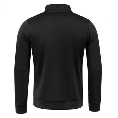 Stand Collar Long Sleeves Pockets Zipper Placket Sweatshirt Coat Men Spring Autumn Solid Color Plus Size Sport Outerwear