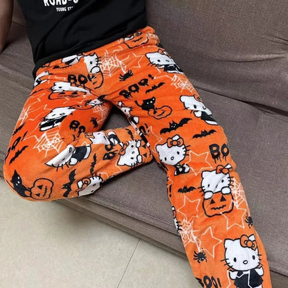 Sanrio Hello Kitty Pajamas Christmas Hello Kitty Flannel Pants Winter Warmth Pajamas Home Pants In Autumn Winter Fashion Trous
