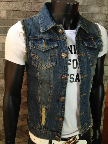 Gilets en Jean Soldes Gilets en Denim Polaire Homme Gilet Tactique Soldes Gilet Biker Homme Blouson Sans Manches Homme Débardeur