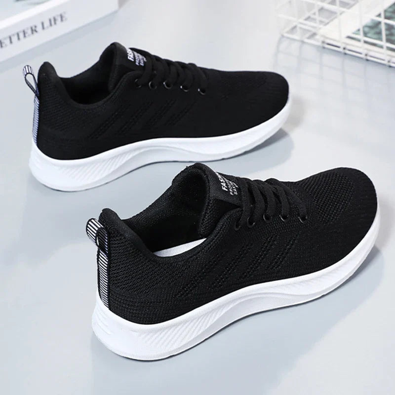 Oulylan Summer Soft Sole Running Shoes Ladies Casual Solid Color Antislip Footwear Outdoor Lace Up Mesh Breathable Sneakers