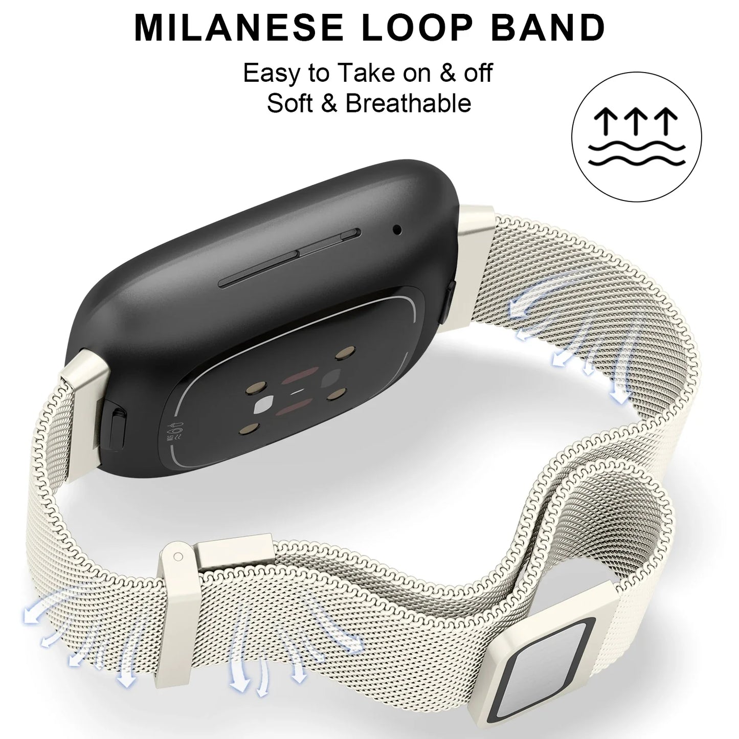 Bracelet magnétique en métal pour Fitbit Versa 3/4, bracelet de rechange milanais pour Fitbit Versa Sense/Sense 2