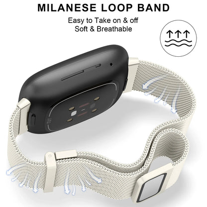 Bracelet magnétique en métal pour Fitbit Versa 3/4, bracelet de rechange milanais pour Fitbit Versa Sense/Sense 2