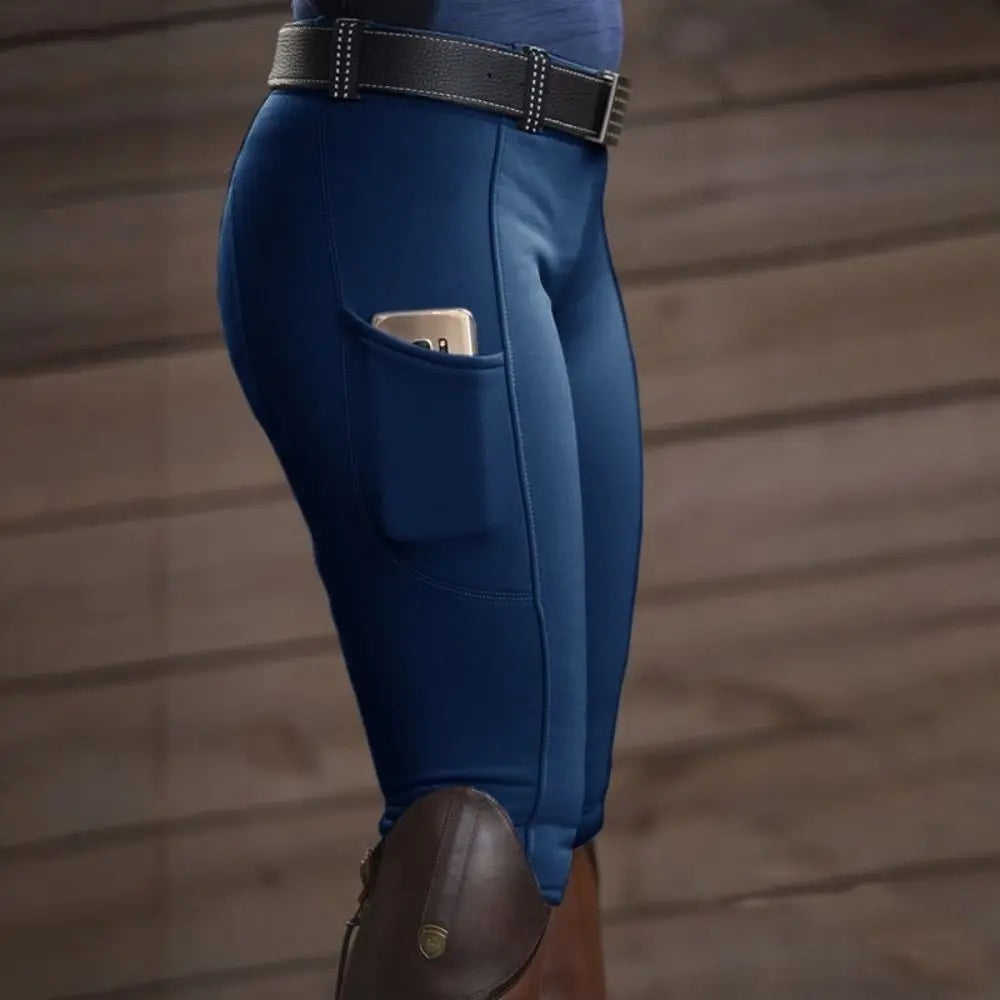 Clothes Anti-pilling Equestrian Pants Slim Elastic Horse Racing Trousers Skinny with Phone Pocket Equestrian Breeches Camping