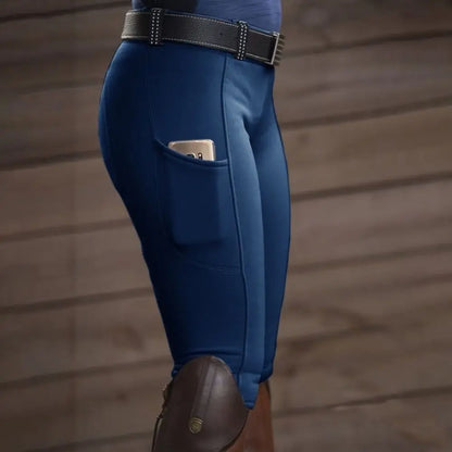 Clothes Anti-pilling Equestrian Pants Slim Elastic Horse Racing Trousers Skinny with Phone Pocket Equestrian Breeches Camping