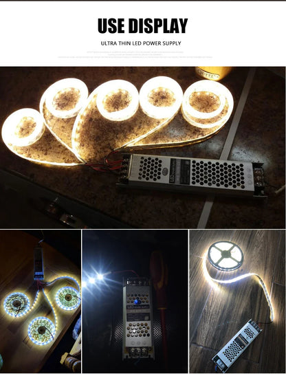 Transformateur d'éclairage LED, pilote 12V/24V, Source d'alimentation silencieuse 60W 100W 200W 300W 400W 190-240V, adaptateur convertisseur de bande LED