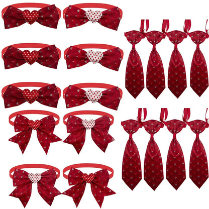 50pcs mignon chien noeud papillon amour coeur Style fournitures pour animaux de compagnie saint valentin petit chien rouge chiot noeud papillon chien chat collier accessoires