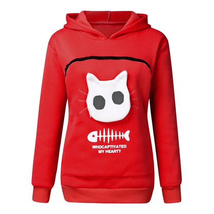 Sweatshirt Cat Lovers Hoodie Kangaroo Dog Pet Paw Pullovers Cuddle Pouch Cat Carrier Sweatshirt Pocket Animal Ear Hooded Plus