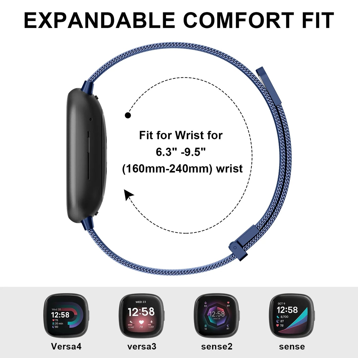 Metal Magnetic Strap For Fitbit Versa 3 4 Watchband Bracelet Wristband For Fitbit Versa Sense/sense 2 Milanese Replacement Strap