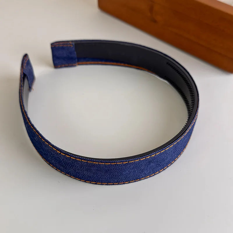 Rétro bleu Cowboy large bord Denim bandeau pour femme tempérament bandeau cheveux cerceau dame mode polyvalent cheveux accessoires nouveau