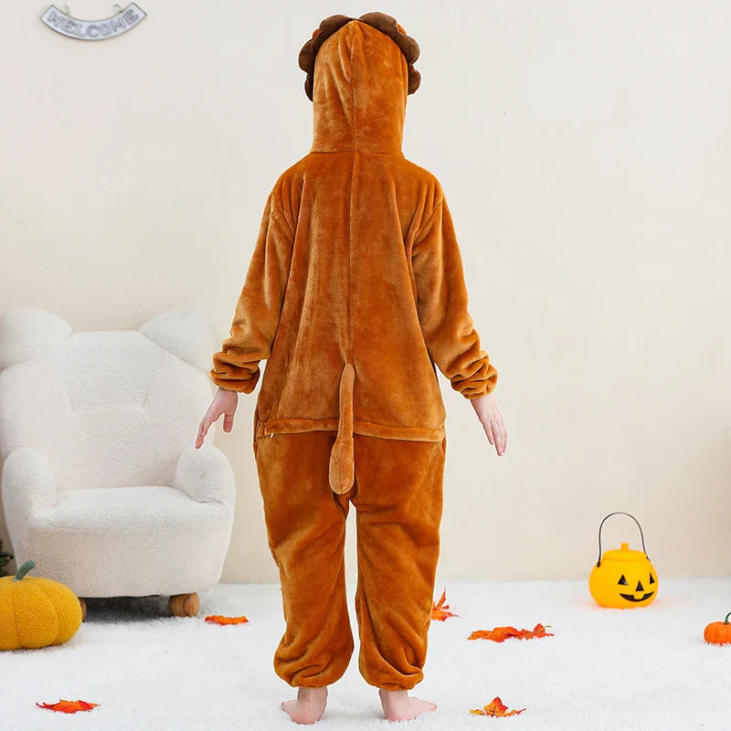 MICHLEY Pyjama grenouillère en flanelle pour Halloween, hiver, avec capuche, pour enfants, déguisement familial, combinaison de nuit, robe de chambre pour garçons et filles