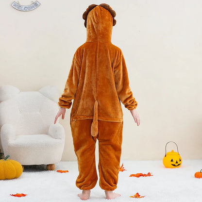 MICHLEY Pyjama grenouillère en flanelle pour Halloween, hiver, avec capuche, pour enfants, déguisement familial, combinaison de nuit, robe de chambre pour garçons et filles
