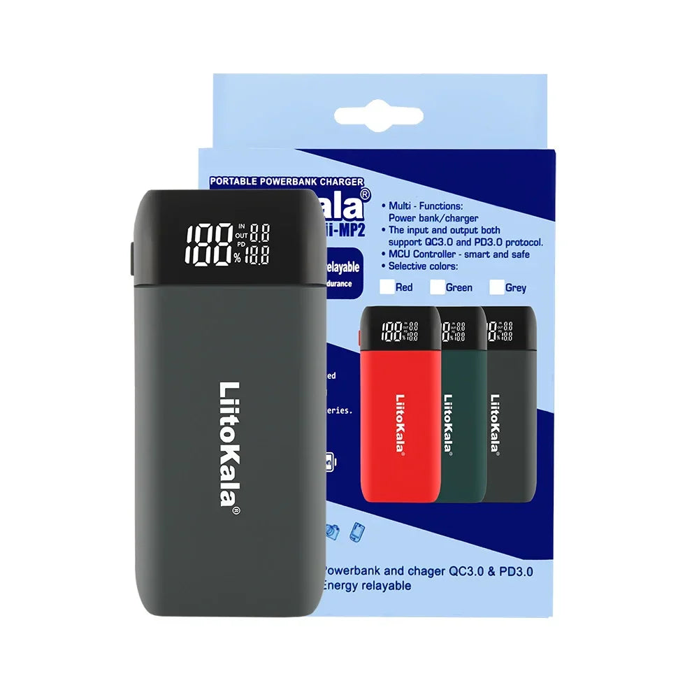 LiitoKala Lii-MP2 Portable Power Battery Charger LCD USB Type-C Input for 18700 20700 21700 18650 Batteries