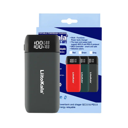 LiitoKala Lii-MP2 Portable Power Battery Charger LCD USB Type-C Input for 18700 20700 21700 18650 Batteries