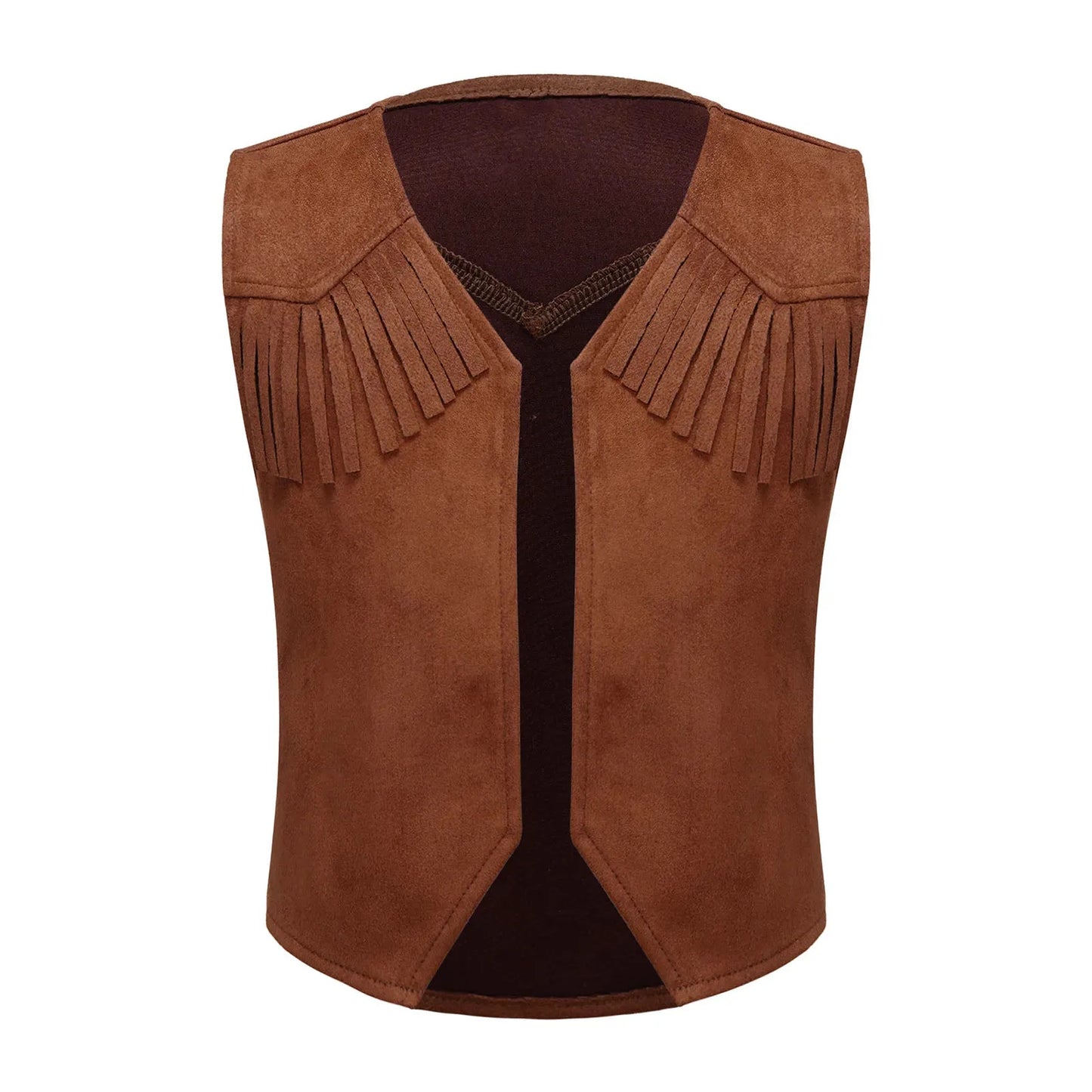 Wild West Cosplay Cowboy Cowgirl Costume Halloween Dress Up Clothes New Fringe Sleeveless Vest with Bandanna Hat Set