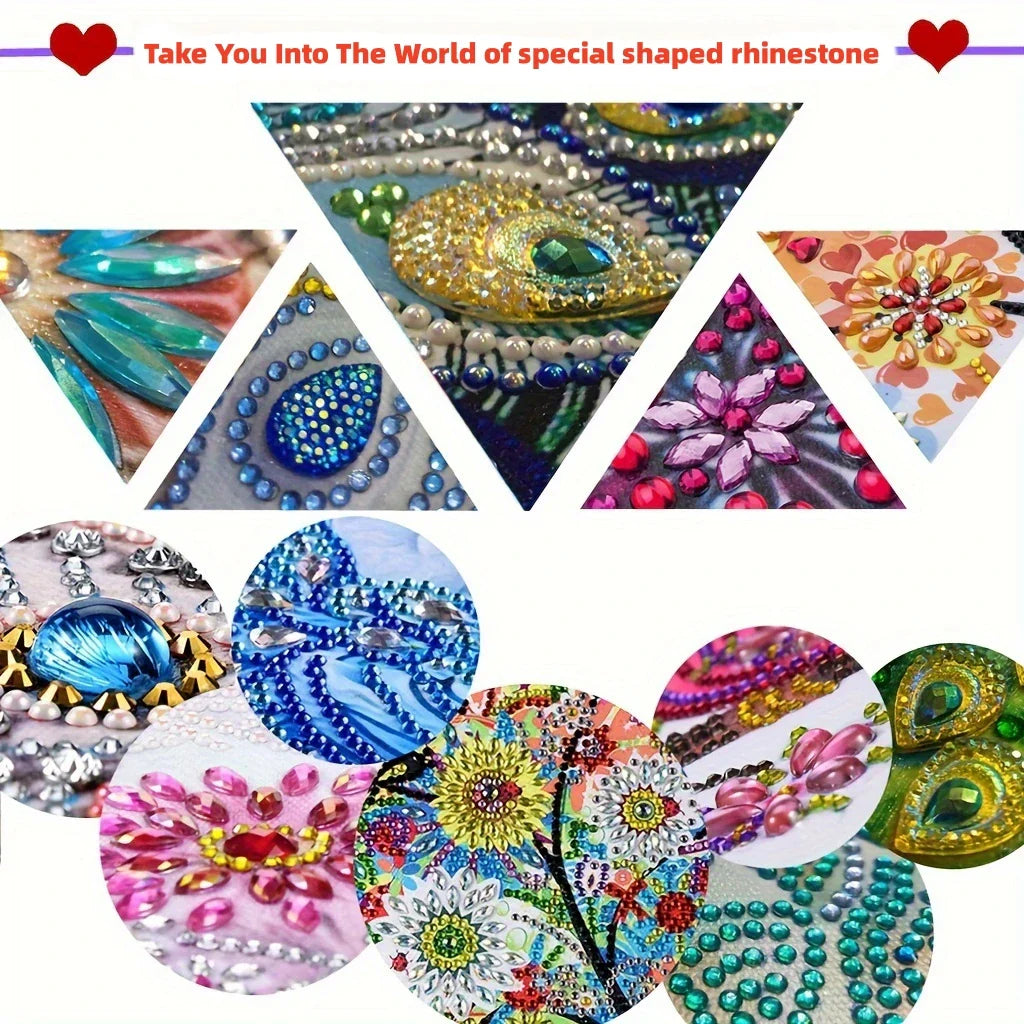 6 DIY diamond paintings Christmas-themed paper greeting cards with diamond stickers are perfect for family gatherings